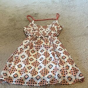 Geometric Patterned Mini Dress in Orange and Black